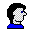 A pixelated image of a man wearing a blue shirt